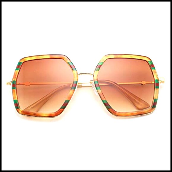 Large Hexagon Sunglasses, Oversized Geometric Design, UV400 Protection
